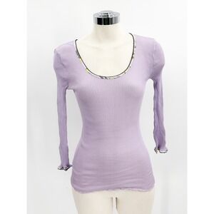 Emilio Pucci Vintage Lavender 100% Silk Knit Long Sleeve Top Made in Italy XS